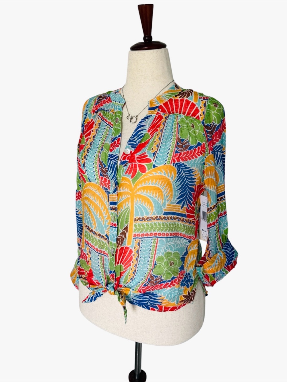 Figueroa & Flower NWT Tropical Palm Button Front Shirt Camisole Set⁠ Colorful PM